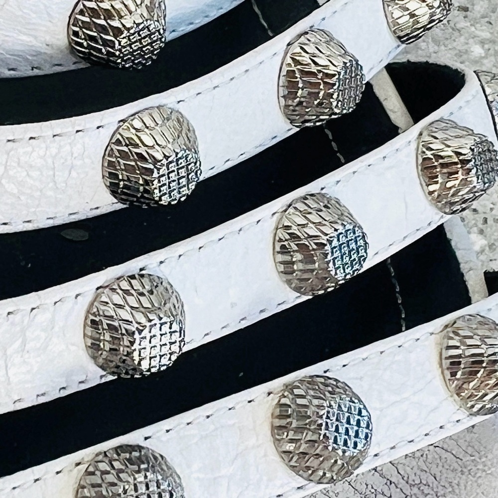 100% AUTHENTIC BALENCIAGA White Leather Silver Stud Kardasian Sandal Size 10!!!